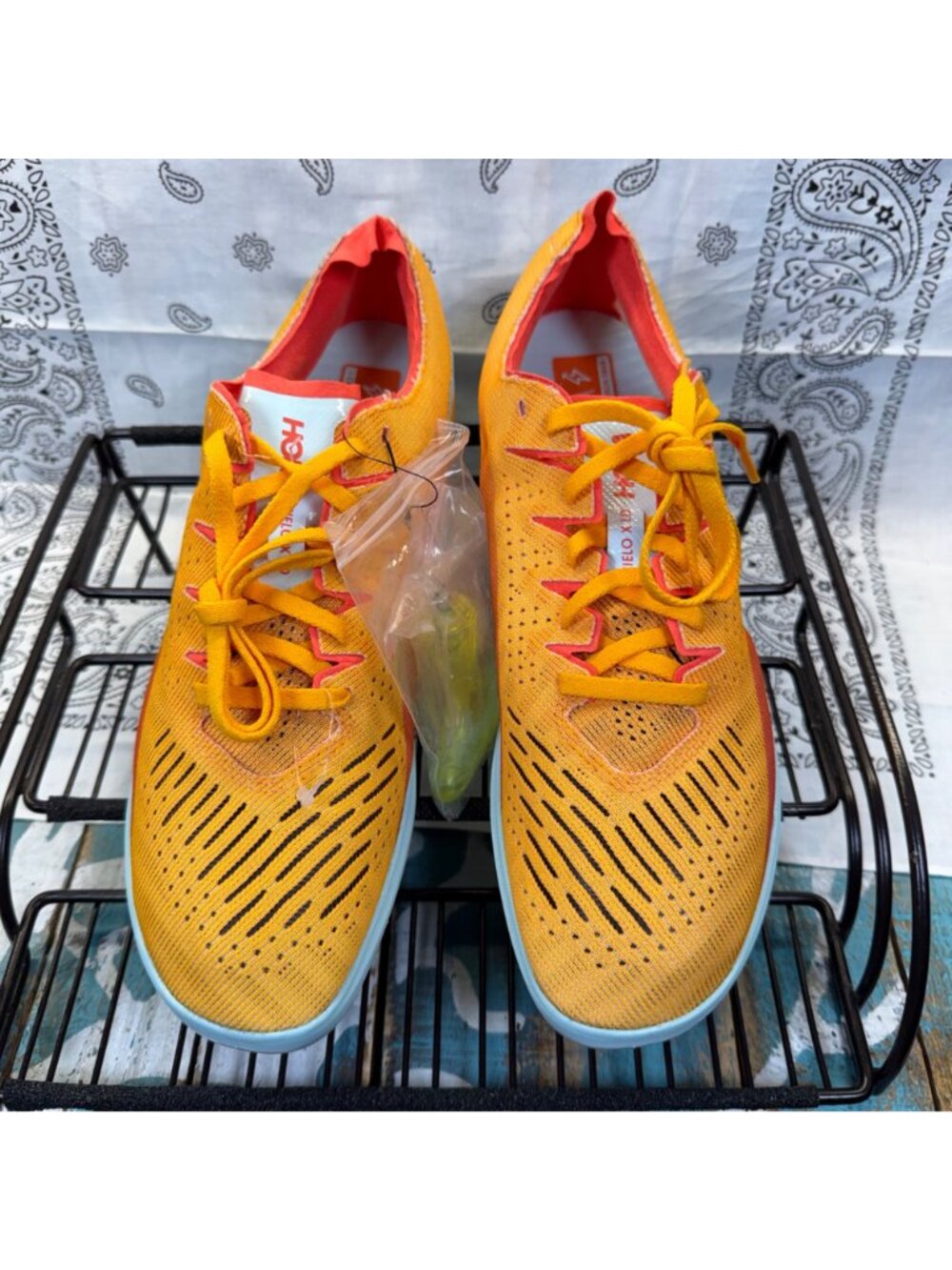 HOKA CIELO X LD Sz Mens 9.5/W11.5 Track & Field Cleat Radiant Orange Wspikes/Key - Picture 7 of 10